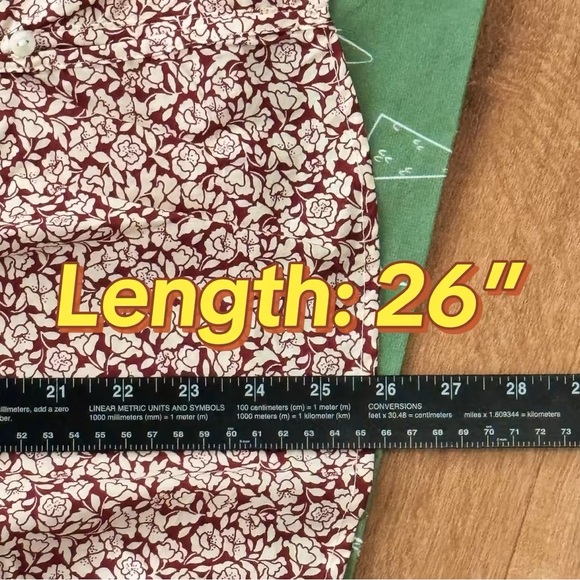 Time and Tru Women's XL Blouse NWT Red Floral Cotton Button Front 3/4 Sleeve Top - Picture 12 of 13